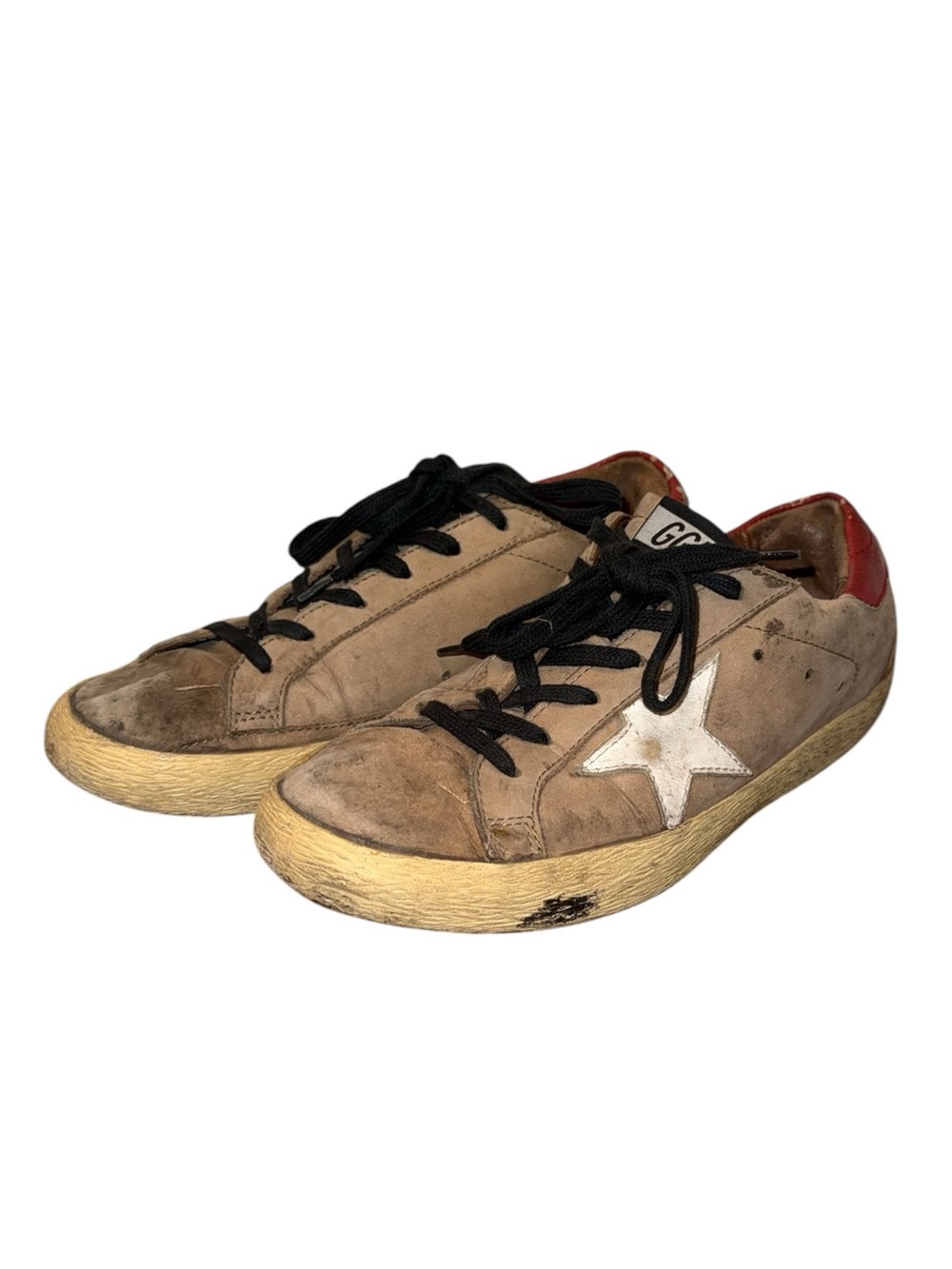 Golden Goose Superstar Tan Nubuck Leather Sneakers w White Star 38 EU 8 US USED
